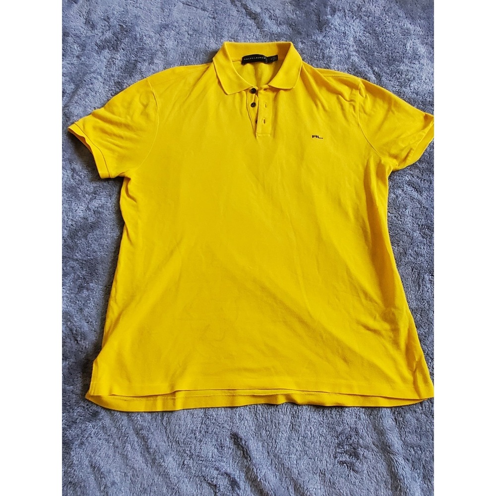 RALPH LAUREN RL Black Label Yellow Jersey Cotton 3 Buttons Polo Shirt L